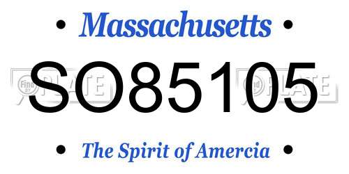 SO85105 Massachusetts License Plate