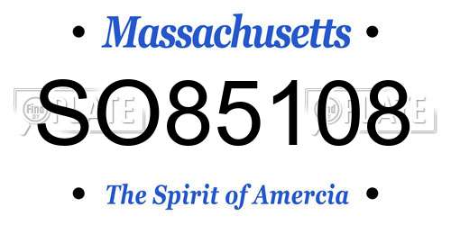 SO85108 Massachusetts License Plate
