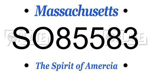 SO85583 Massachusetts License Plate
