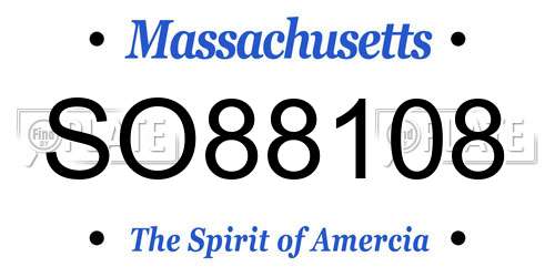 SO88108 Massachusetts License Plate