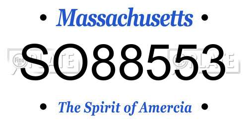 SO88553 Massachusetts License Plate