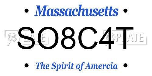 SO8C4T Massachusetts License Plate