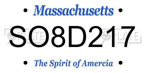 SO8D217 Massachusetts License Plate