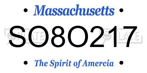 SO8O217 Massachusetts License Plate