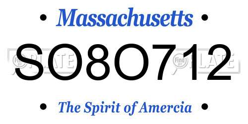 SO8O712 Massachusetts License Plate