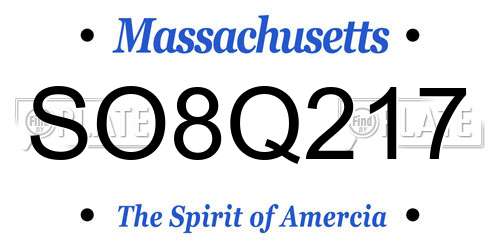 SO8Q217 Massachusetts License Plate