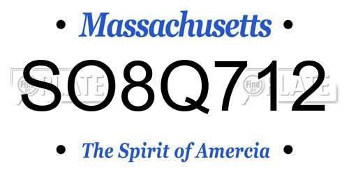 SO8Q712 Massachusetts License Plate