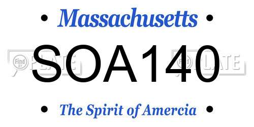 SOA140 Massachusetts License Plate