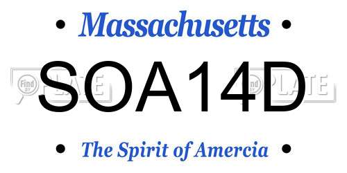 SOA14D Massachusetts License Plate