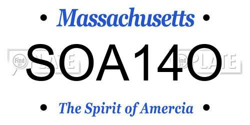 SOA14O Massachusetts License Plate