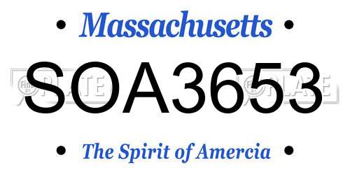 SOA3653 Massachusetts License Plate