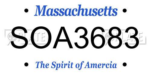 SOA3683 Massachusetts License Plate