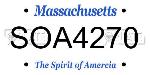 SOA4270 Massachusetts License Plate