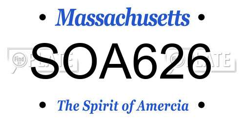 SOA626 Massachusetts License Plate