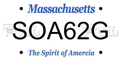 SOA62G Massachusetts License Plate