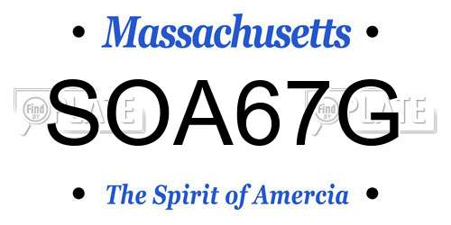 SOA67G Massachusetts License Plate