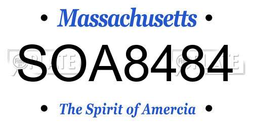 SOA8484 Massachusetts License Plate
