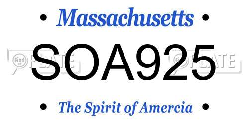 SOA925 Massachusetts License Plate