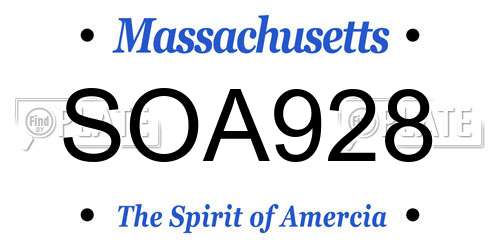 SOA928 Massachusetts License Plate