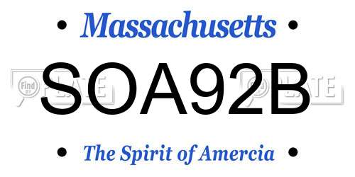 SOA92B Massachusetts License Plate