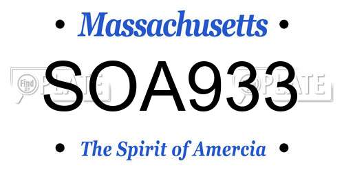 SOA933 Massachusetts License Plate