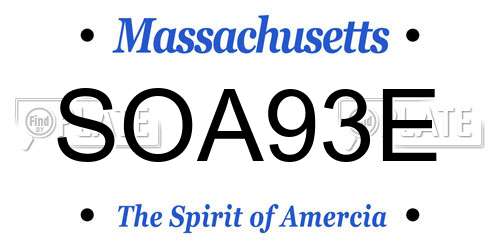 SOA93E Massachusetts License Plate