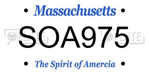 SOA975 Massachusetts License Plate