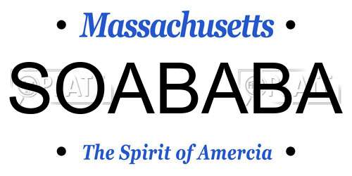 SOABABA Massachusetts License Plate