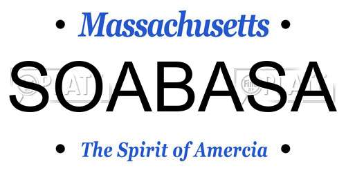 SOABASA Massachusetts License Plate