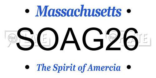 SOAG26 Massachusetts License Plate