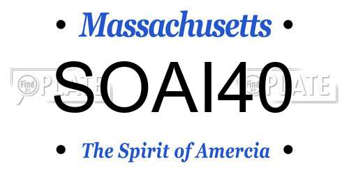 SOAI40 Massachusetts License Plate