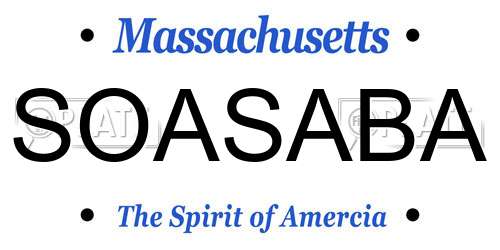SOASABA Massachusetts License Plate