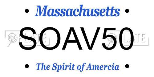 SOAV50 Massachusetts License Plate