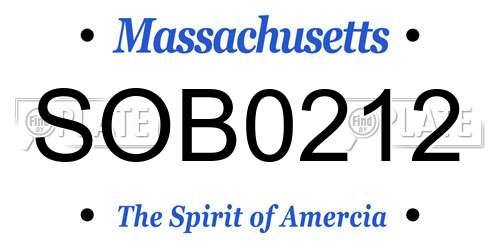 SOB0212 Massachusetts License Plate
