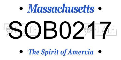 SOB0217 Massachusetts License Plate
