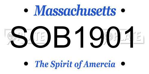 SOB1901 Massachusetts License Plate
