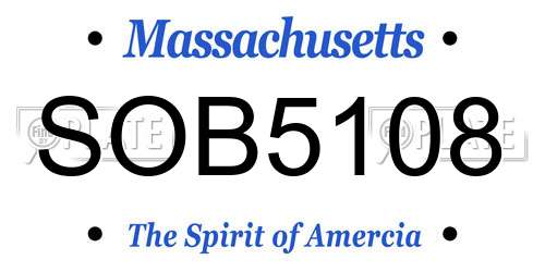 SOB5108 Massachusetts License Plate