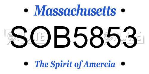 SOB5853 Massachusetts License Plate