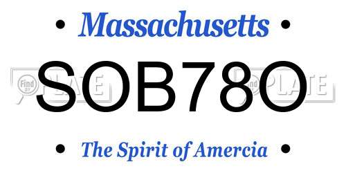 SOB78O Massachusetts License Plate