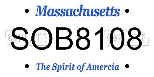 SOB8108 Massachusetts License Plate