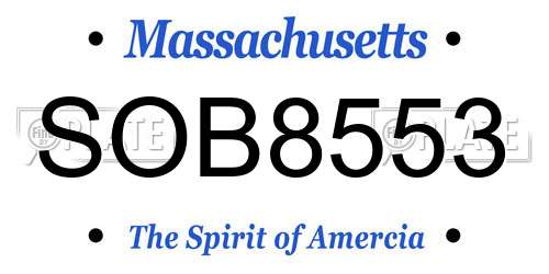 SOB8553 Massachusetts License Plate
