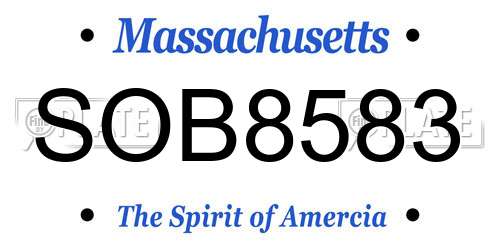 SOB8583 Massachusetts License Plate