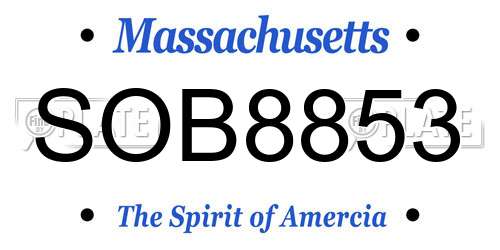 SOB8853 Massachusetts License Plate