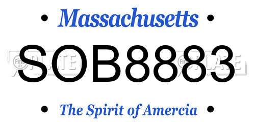 SOB8883 Massachusetts License Plate