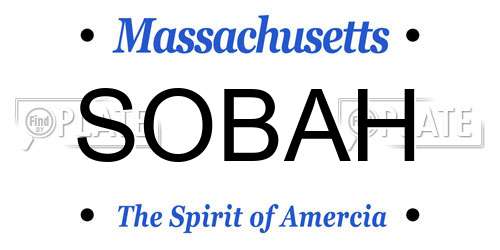 SOBAH Massachusetts License Plate