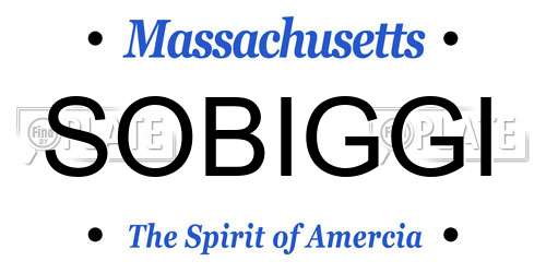 SOBIGGI Massachusetts License Plate