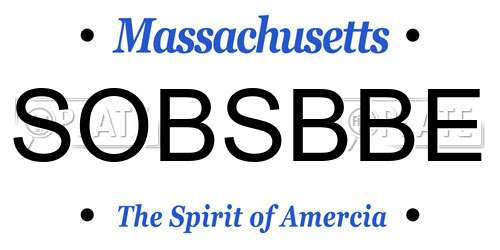 SOBSBBE Massachusetts License Plate