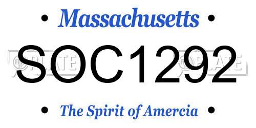 SOC1292 Massachusetts License Plate