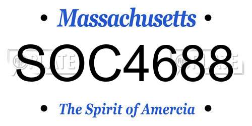 SOC4688 Massachusetts License Plate