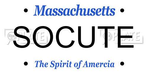 SOCUTE Massachusetts License Plate
